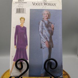 UNCUT Vintage Sewing PATTERN Vogue Woman 9827, 1998 Misses Petite Top Skirt